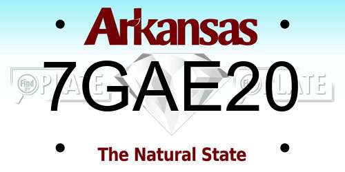 7GAE20 Arkansas License Plate