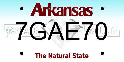 7GAE70 Arkansas License Plate