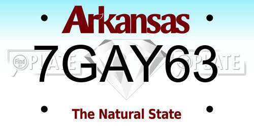7GAY63 Arkansas License Plate