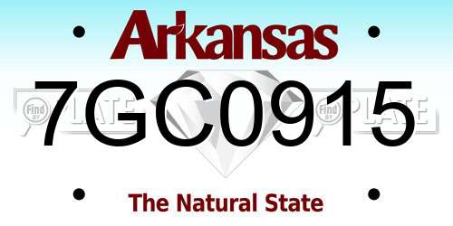 7GC0915 Arkansas License Plate