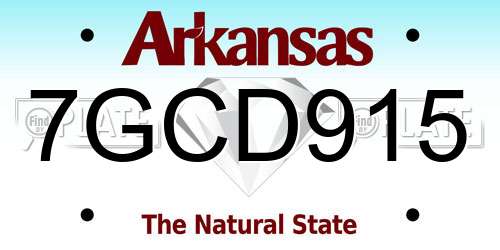 7GCD915 Arkansas License Plate