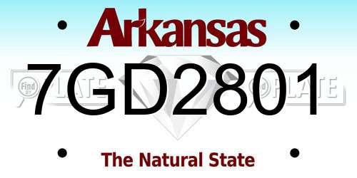 7GD2801 Arkansas License Plate