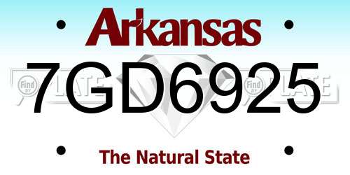 7GD6925 Arkansas License Plate