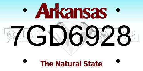 7GD6928 Arkansas License Plate