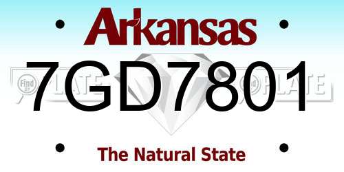 7GD7801 Arkansas License Plate
