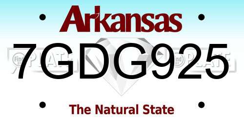 7GDG925 Arkansas License Plate