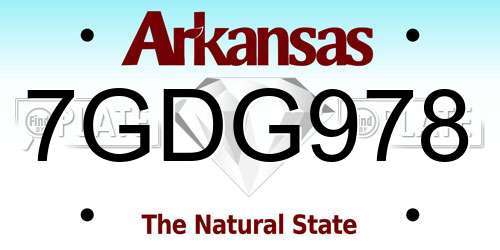 7GDG978 Arkansas License Plate
