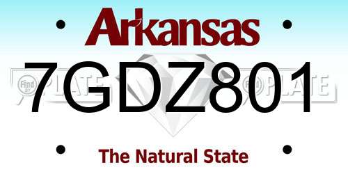 7GDZ801 Arkansas License Plate