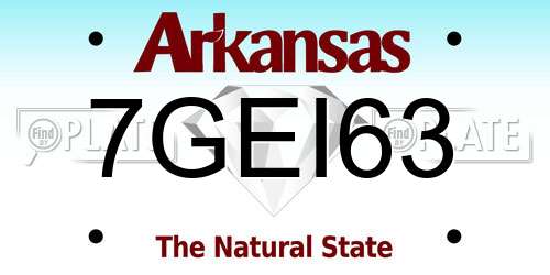 7GEI63 Arkansas License Plate