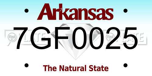 7GF0025 Arkansas License Plate