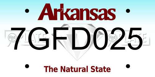 7GFD025 Arkansas License Plate