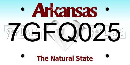 7GFQ025 Arkansas License Plate