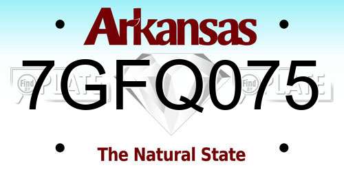 7GFQ075 Arkansas License Plate