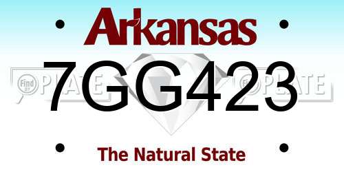 7GG423 Arkansas License Plate