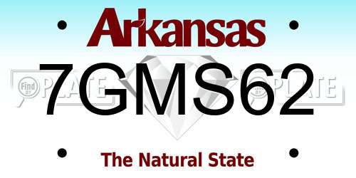 7GMS62 Arkansas License Plate