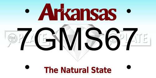 7GMS67 Arkansas License Plate