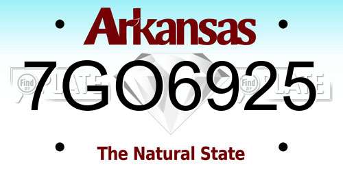 7GO6925 Arkansas License Plate