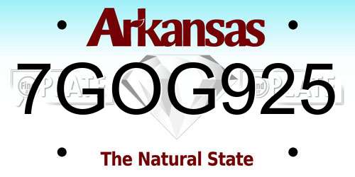7GOG925 Arkansas License Plate
