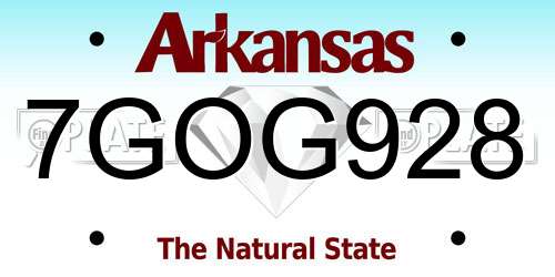 7GOG928 Arkansas License Plate