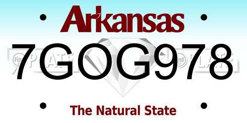 7GOG978 Arkansas License Plate