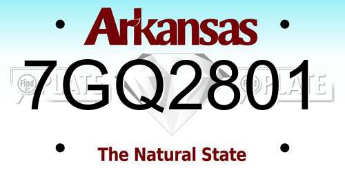 7GQ2801 Arkansas License Plate