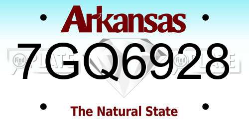7GQ6928 Arkansas License Plate