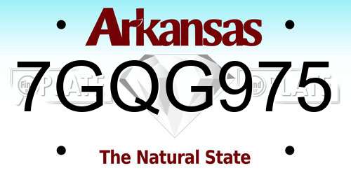 7GQG975 Arkansas License Plate