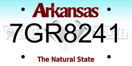 7GR8241 Arkansas License Plate