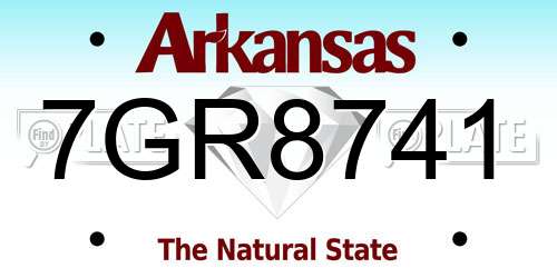 7GR8741 Arkansas License Plate