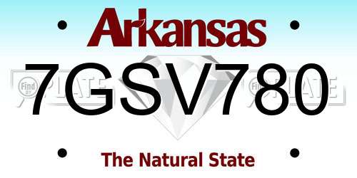 7GSV780 Arkansas License Plate
