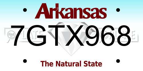 7GTX968 Arkansas License Plate