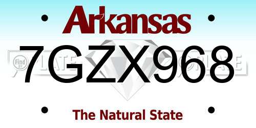 7GZX968 Arkansas License Plate