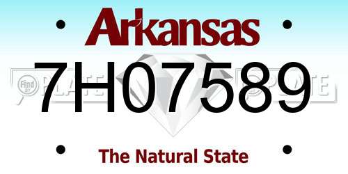7H07589 Arkansas License Plate