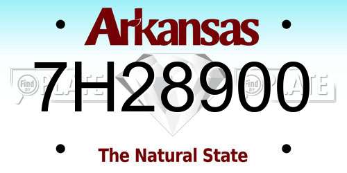 7H28900 Arkansas License Plate