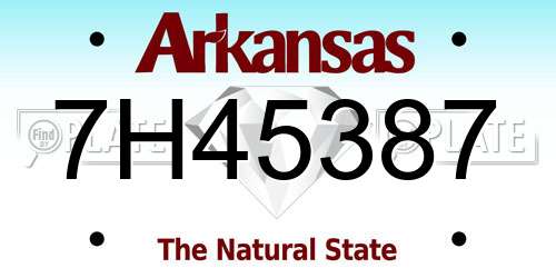 7H45387 Arkansas License Plate