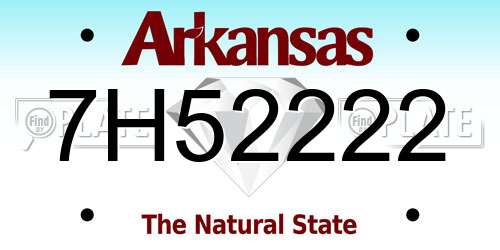 7H52222 Arkansas License Plate