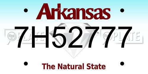 7H52777 Arkansas License Plate