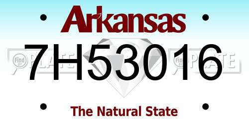 7H53016 Arkansas License Plate