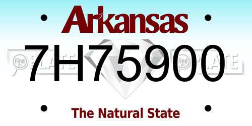7H75900 Arkansas License Plate