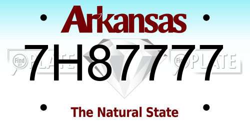 7H87777 Arkansas License Plate