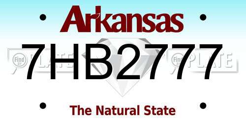 7HB2777 Arkansas License Plate