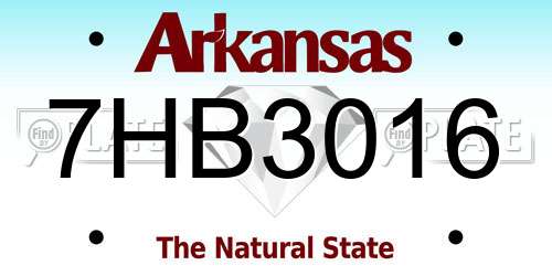 7HB3016 Arkansas License Plate