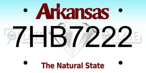 7HB7222 Arkansas License Plate