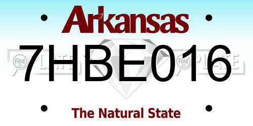7HBE016 Arkansas License Plate
