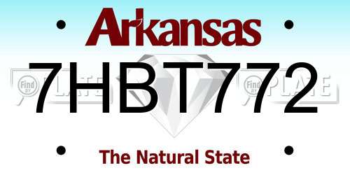 7HBT772 Arkansas License Plate