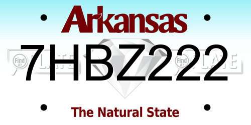 7HBZ222 Arkansas License Plate