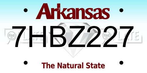 7HBZ227 Arkansas License Plate
