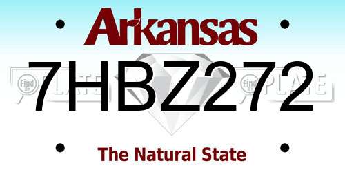 7HBZ272 Arkansas License Plate