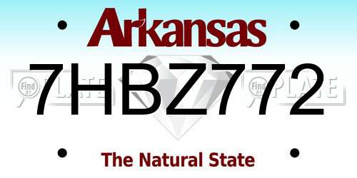 7HBZ772 Arkansas License Plate