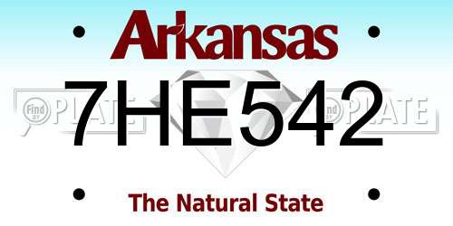 7HE542 Arkansas License Plate